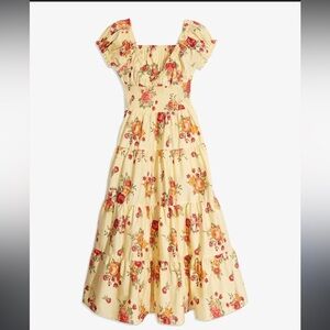 Danielle Bernstein X We Wore What dress - yellow floral poplin tiered midi
